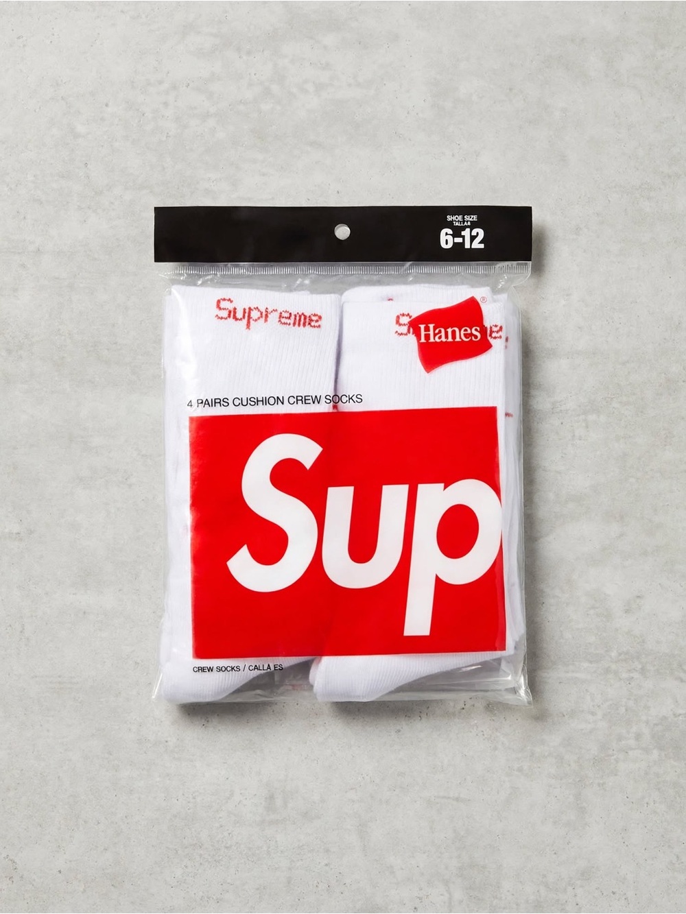 Hanes White Crew Socks with Red Logo Pack